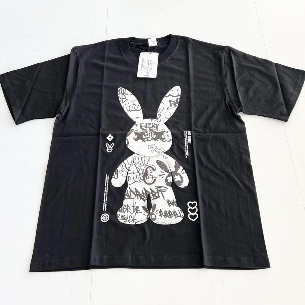 New HEYBIG Graphic Short Sleeve Shirt TH-275 UNISEX SIZE L Bad Rabbit Graffiti